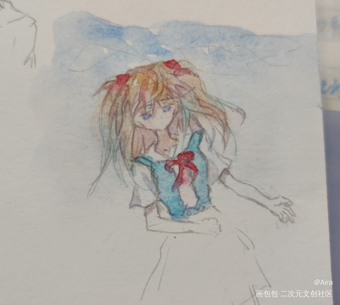 香香_EVA绫波丽明日香绫波丽＋明日香水彩平涂日系同人绘画作品