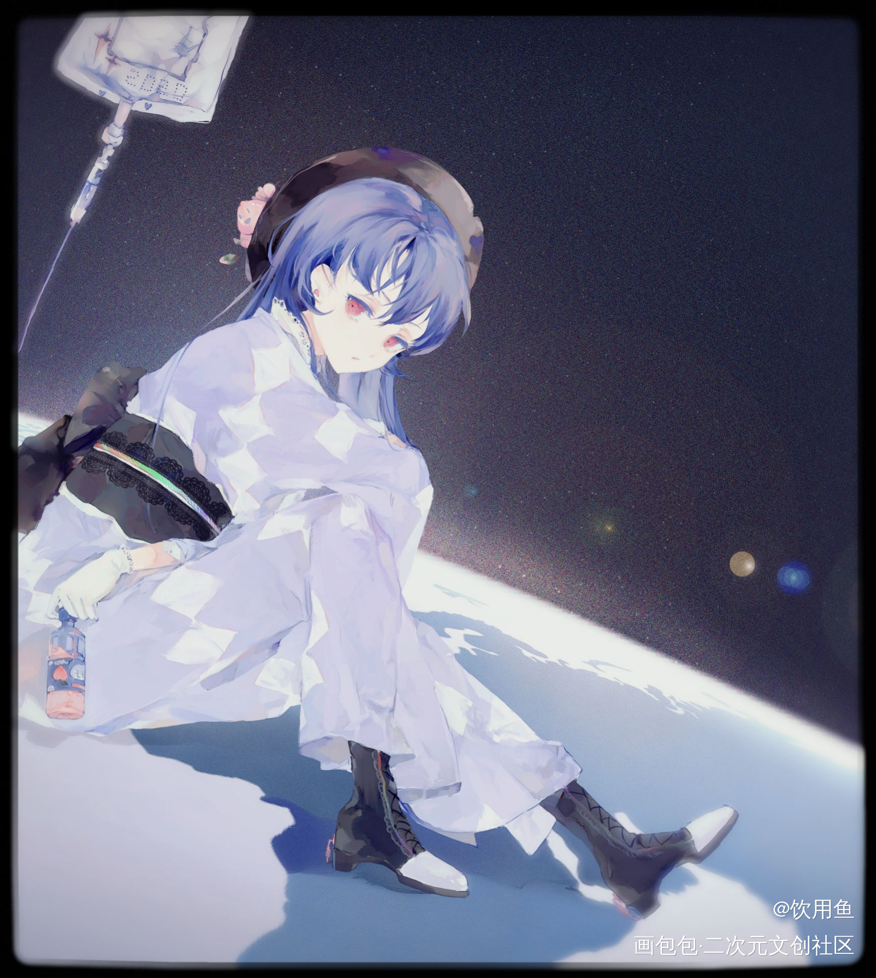 classic blue_东方project比那名居天子厚涂日系插画同人绘画作品