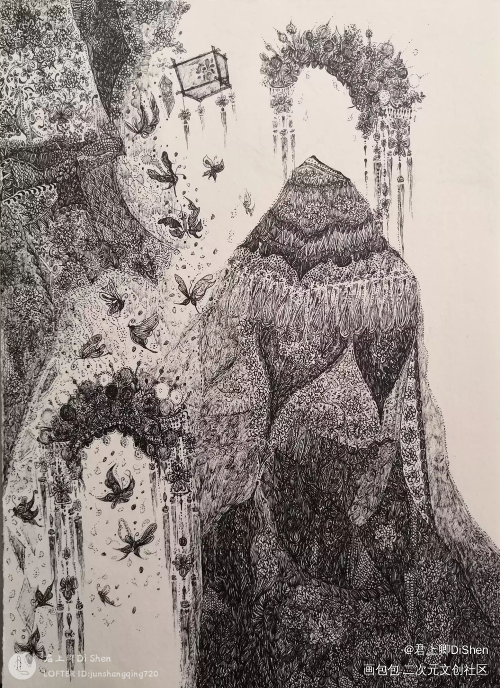 闪耀暖暖 秦衣_闪耀暖暖日系插画闪耀暖暖秦衣黑白插画oc绘画作品