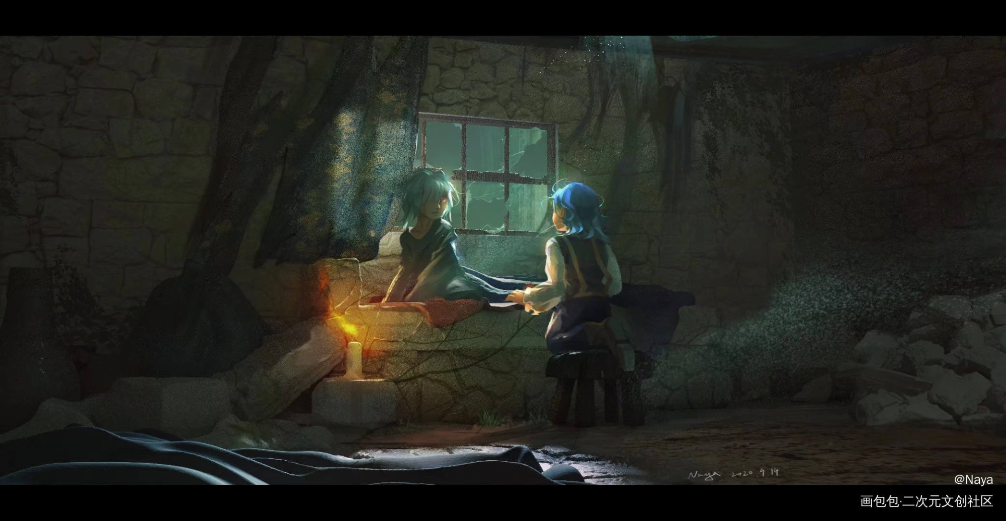 初遇_厚涂概念设计场景原创oc绘画作品