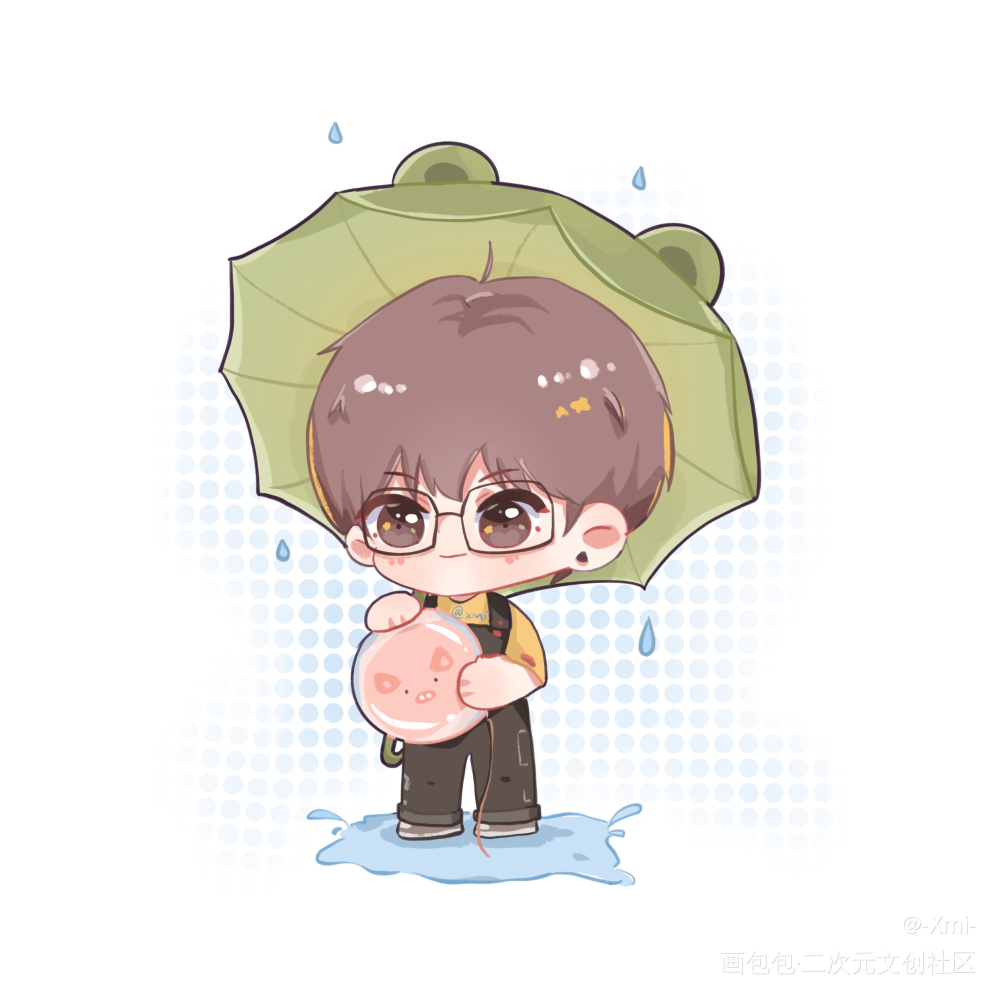 下雨了快接小羊回家呀_Q版cv圈cv羊仔cv羊仔绘画作品