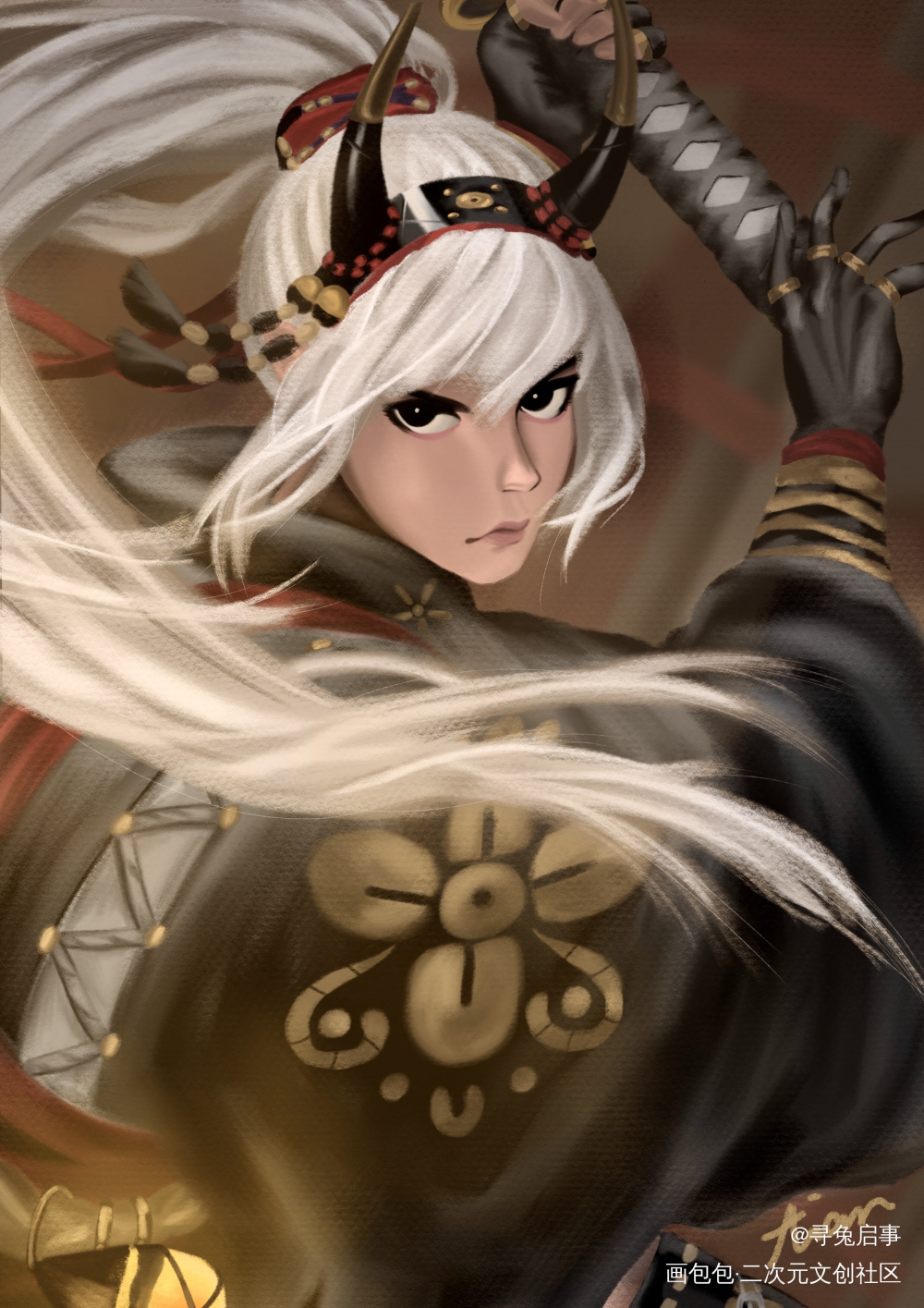 帅气女武士_厚涂插画guweizprocreate临摹绘画作品