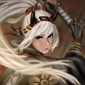 帅气女武士_厚涂插画guweizprocreate临摹绘画作品