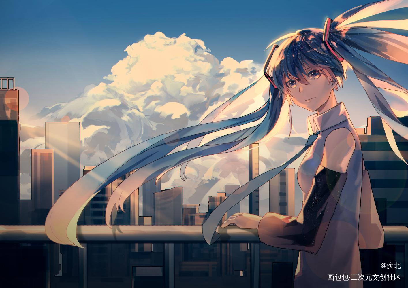 Miku_v家初音未来初音未来初音厚涂平涂日系插画初音miku初音miku绘画作品