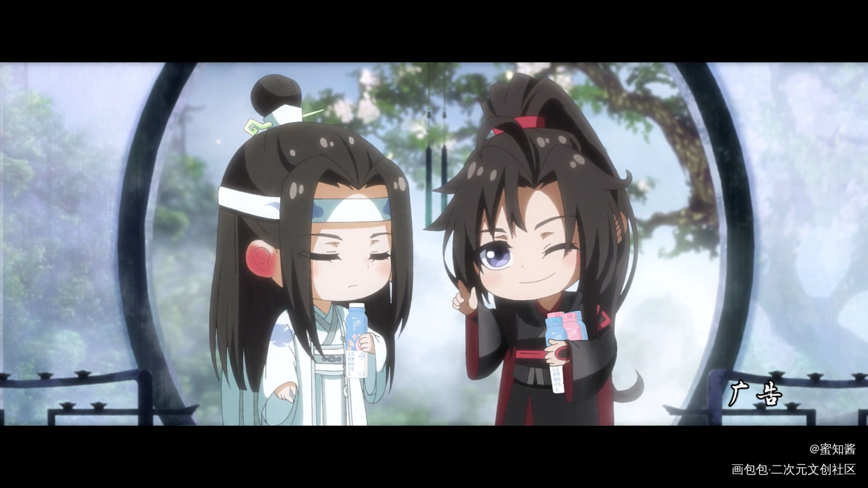 魔道祖师Q：天天桃好你-蜜知酱_魔道祖师忘羡金凌江澄蓝忘机魏无羡平涂Q版我要上首推同人条漫魔道祖师Q版绘画作品