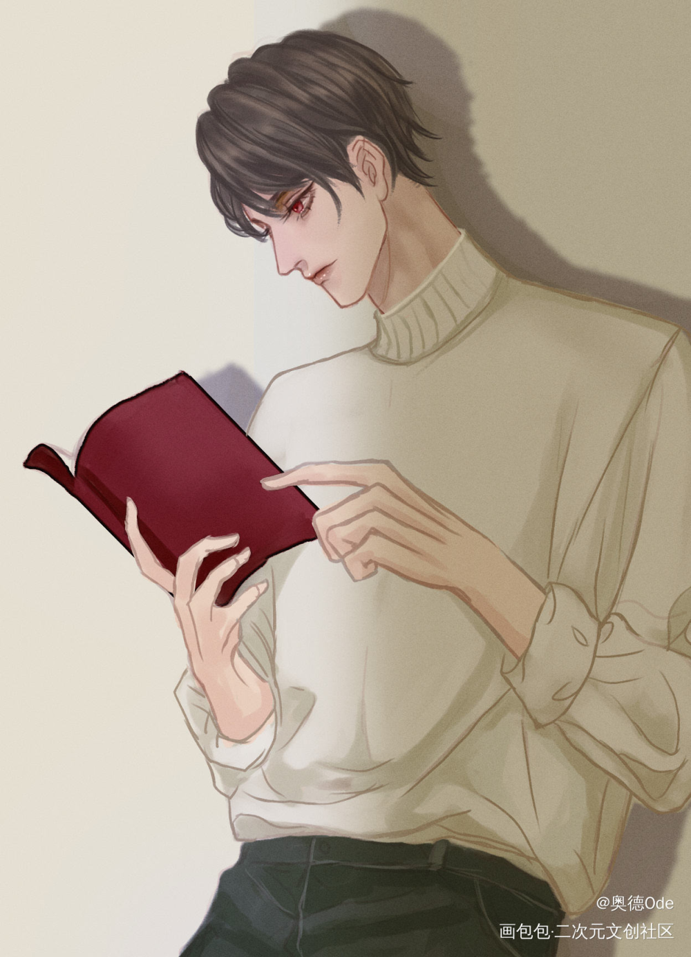 希望大家都能在图书馆碰见帅哥_洛凡原创oc绘画作品