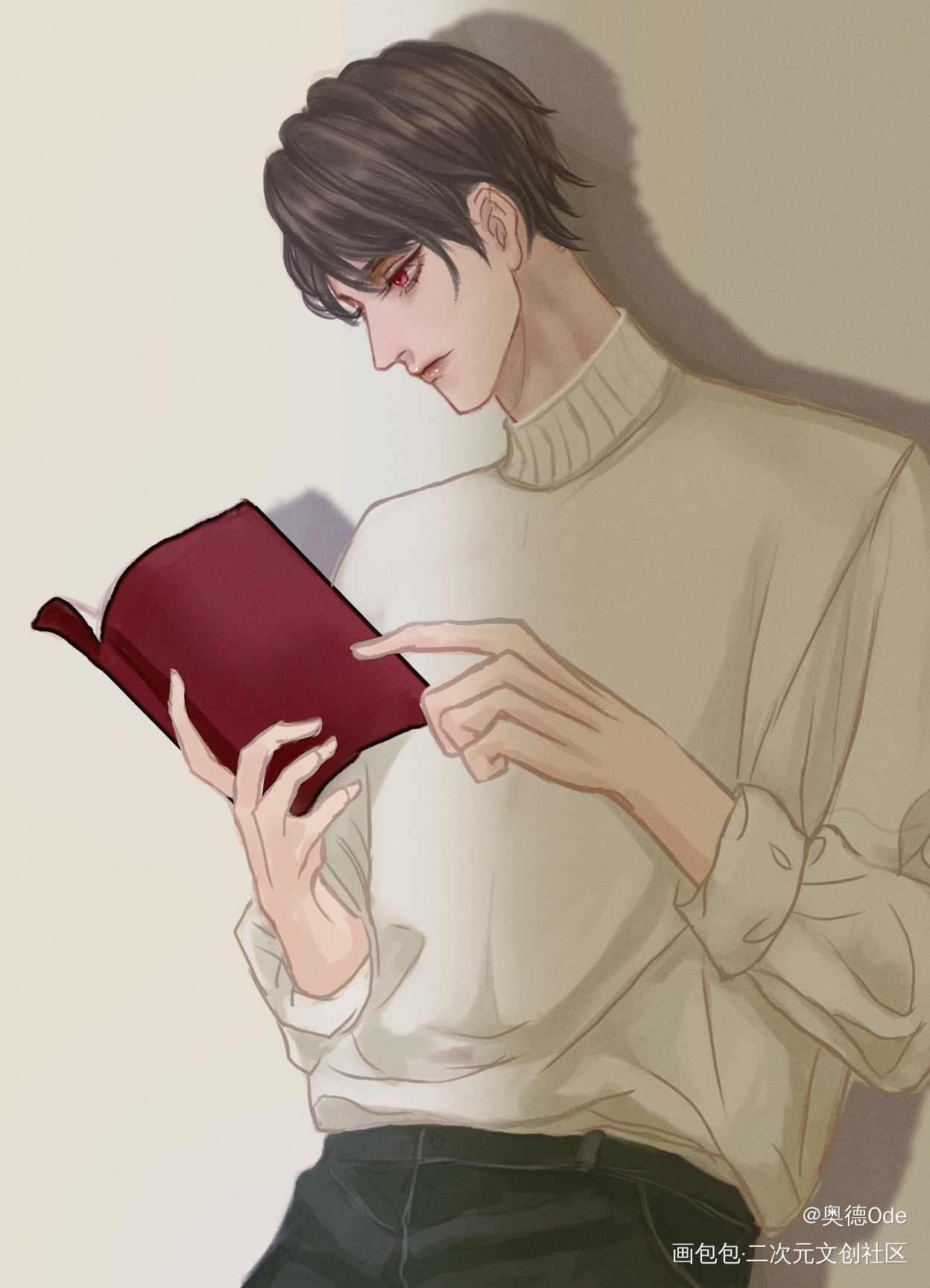 希望大家都能在图书馆碰见帅哥_洛凡原创oc绘画作品