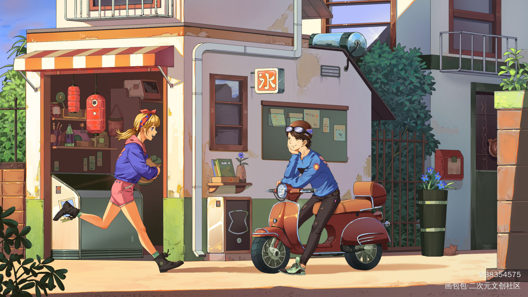 等待_日系插画原创绘画作品