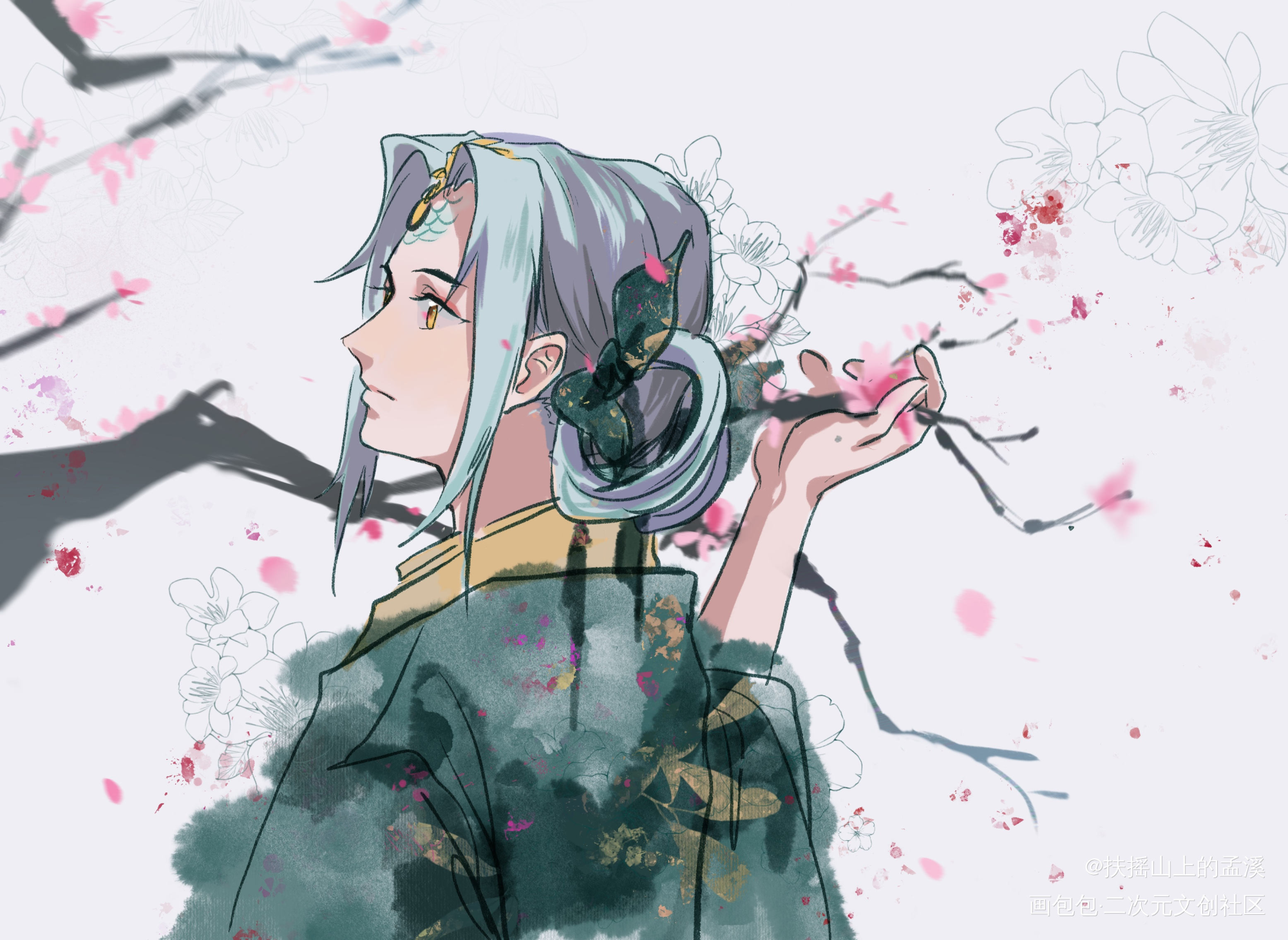 青见_别人的oc古风平涂插画同人原创原创ococ绘画作品