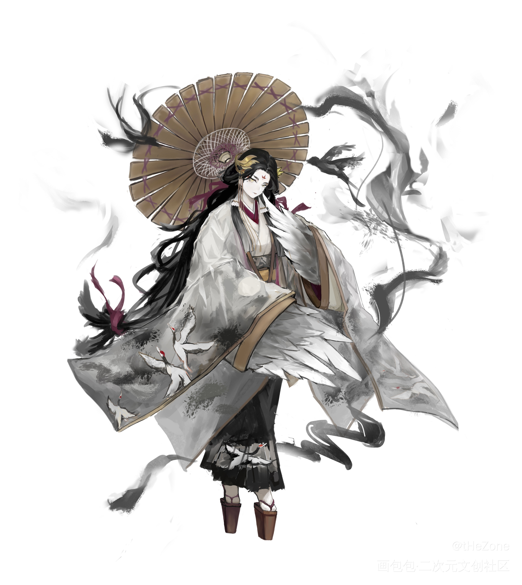 _阴阳师姑获鸟同人立绘绘画作品