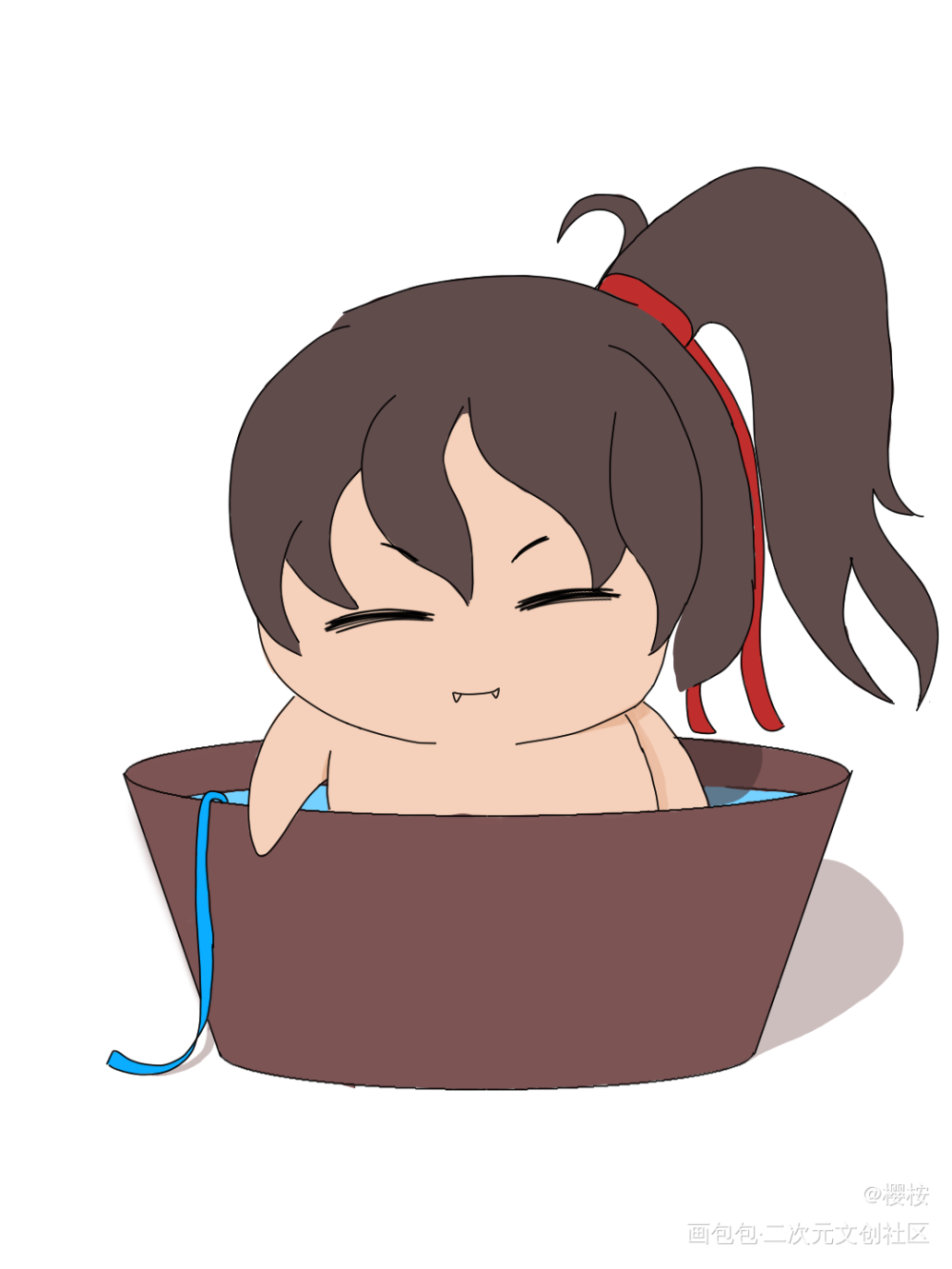 洗澡的羡羡～_魔道祖师魏无羡Q版同人绘画作品