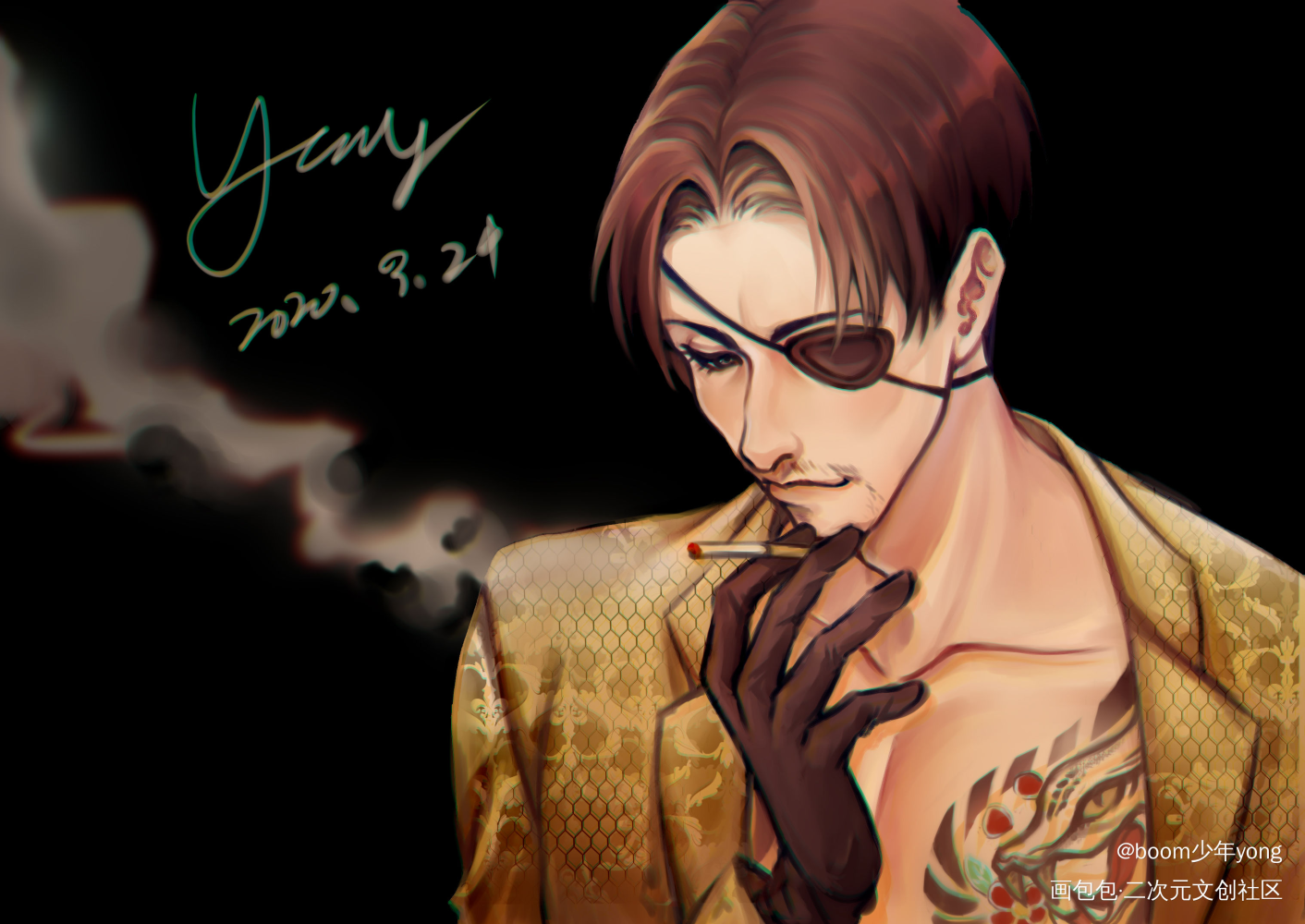 真岛大帅哥_真岛吾朗平涂同人如龙绘画作品