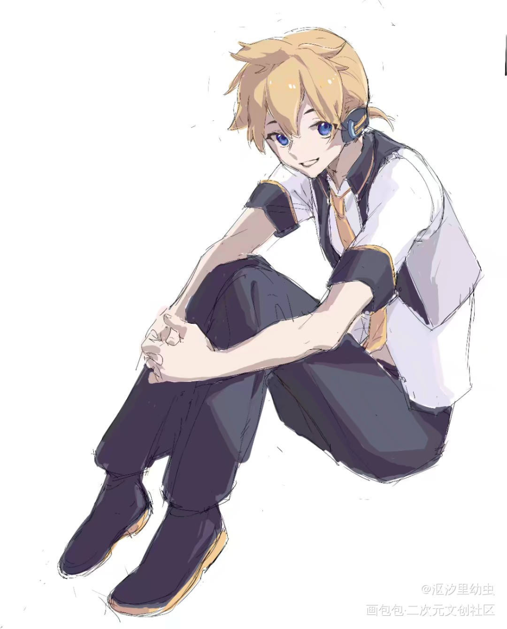 青月_VOCALOID镜音连绘画作品