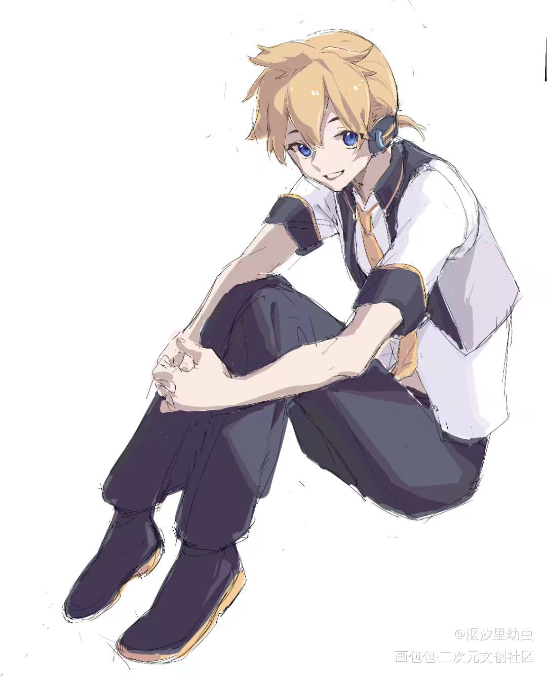 青月_VOCALOID镜音连绘画作品