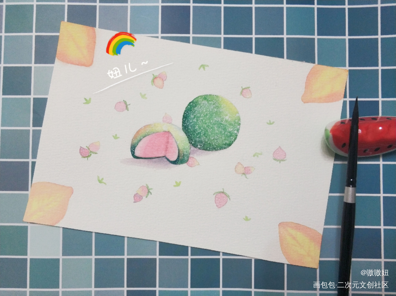 抹茶樱花冻_插画临摹绘画作品