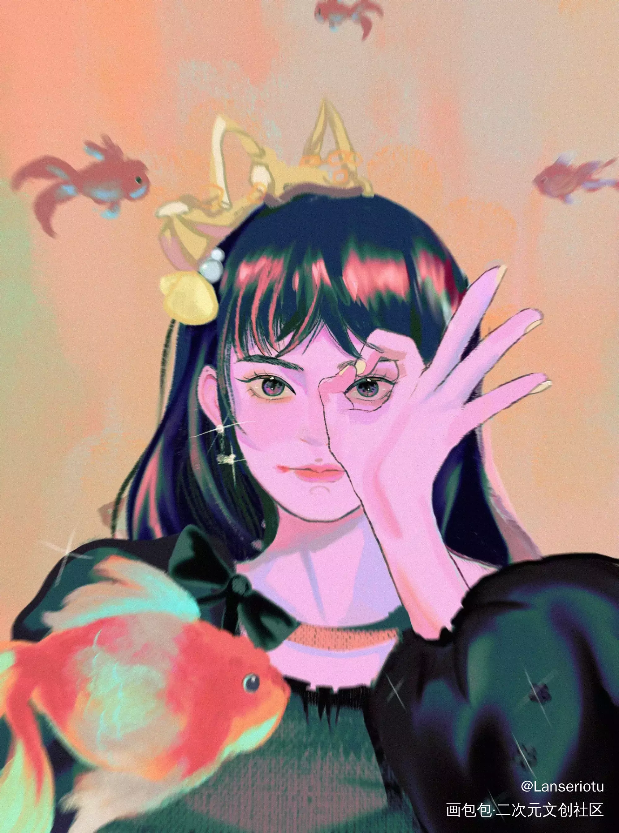 金鱼姬赵露思_赵露思原创绘画作品