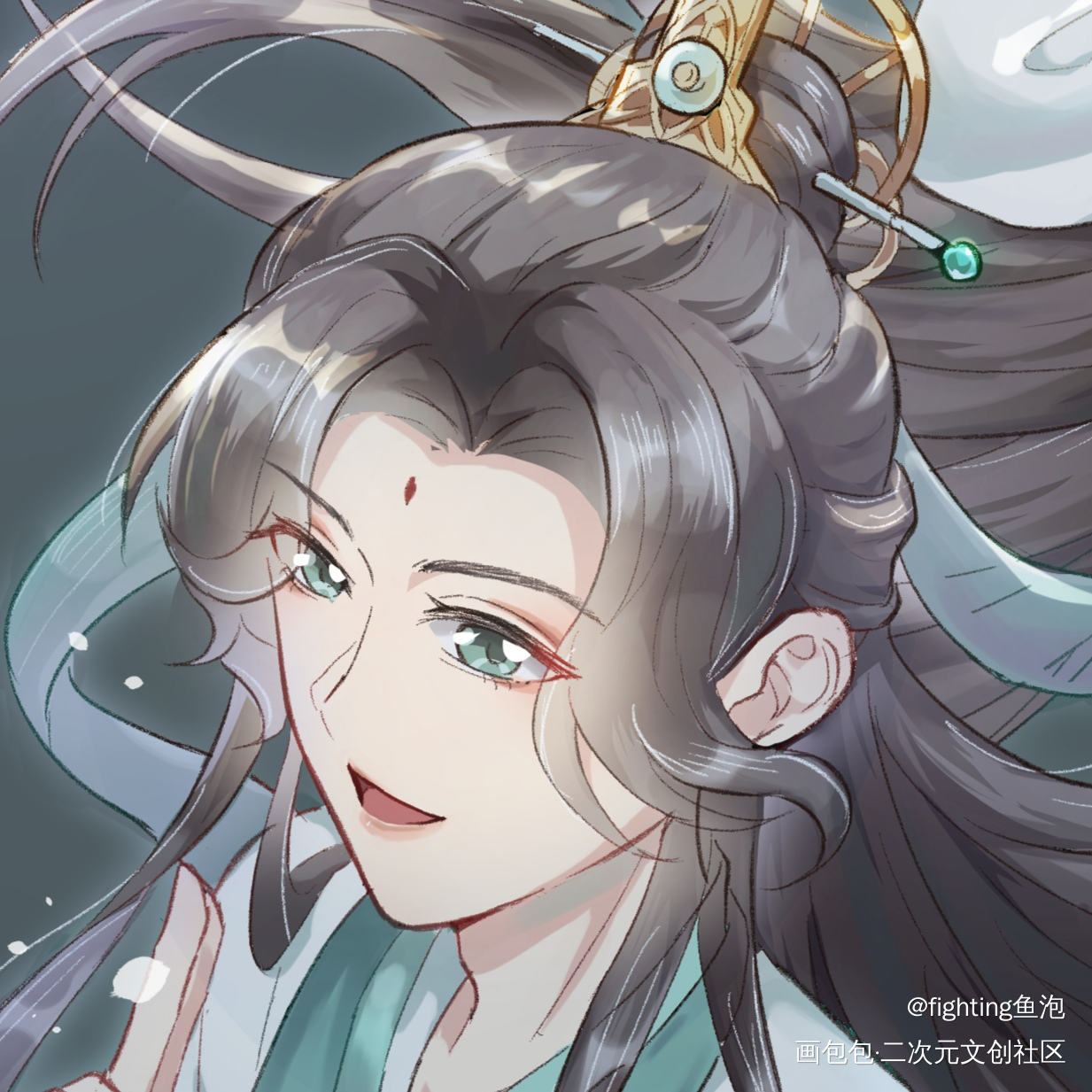 _天官赐福师青玄平涂日系插画同人绘画作品