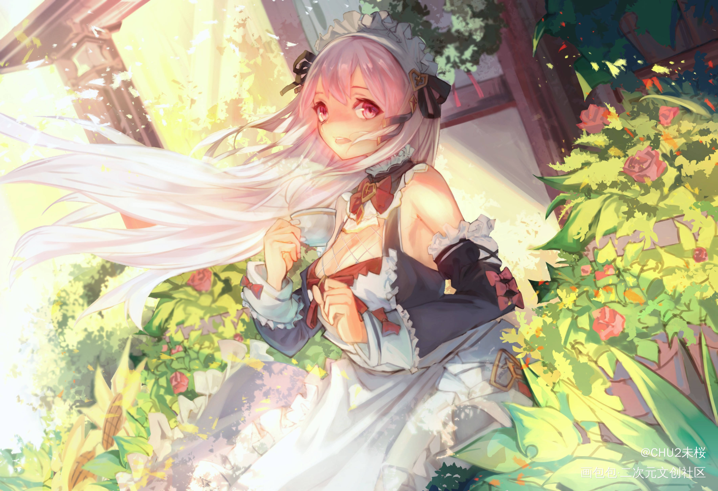 花店前_厚涂平涂日系求点评求配文我要上首推插画原创人设半原创原创绘画作品