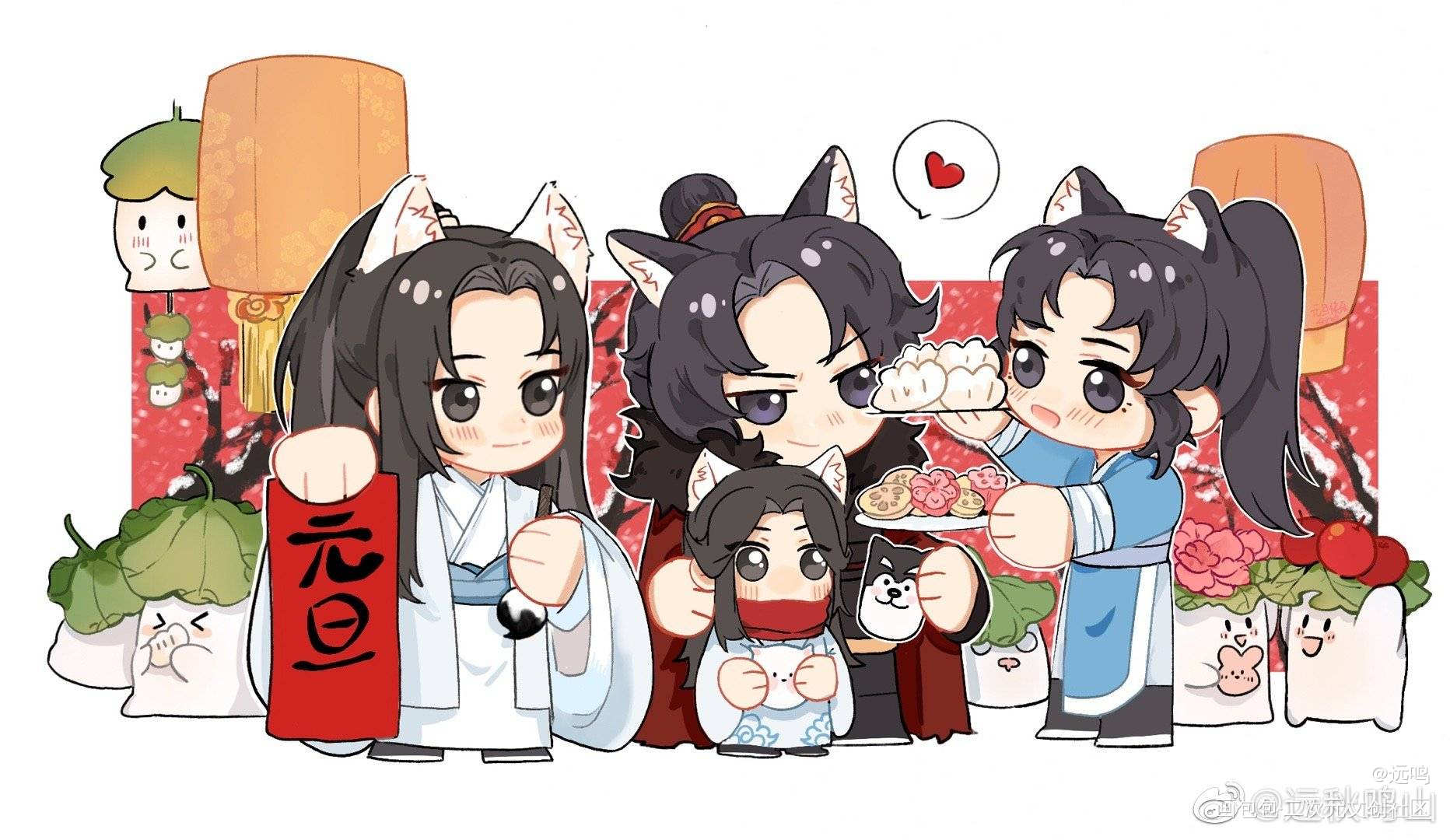 _二哈和他的白猫师尊燃晚绘画作品