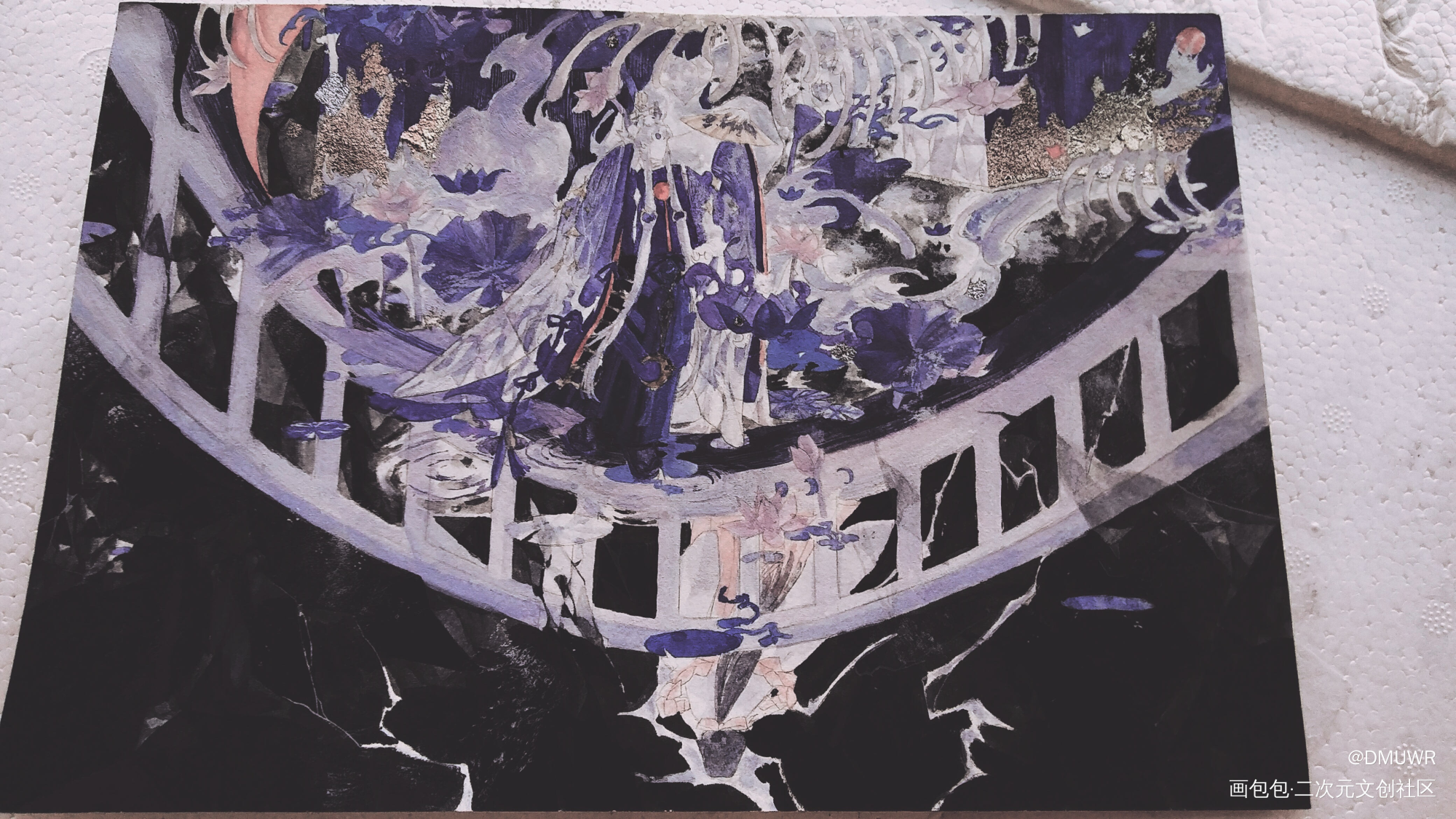 水镜花月影_阴阳师玉藻前日系插画绘画作品