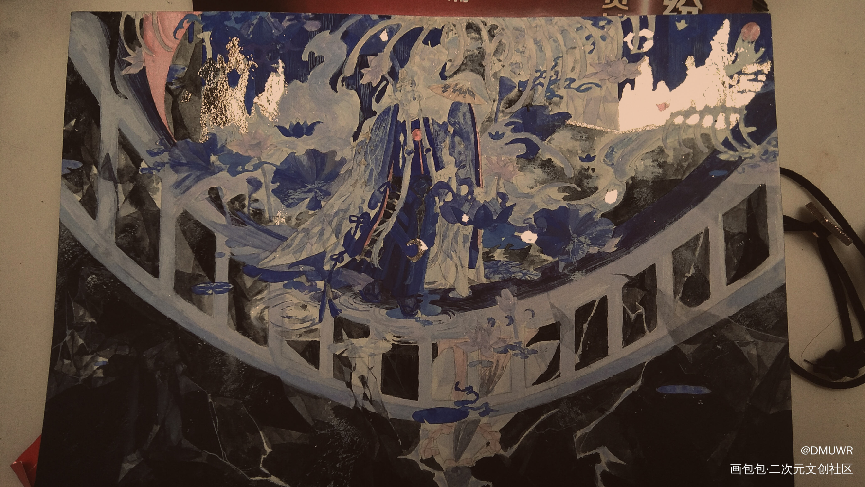 水镜花月影_阴阳师玉藻前日系插画绘画作品