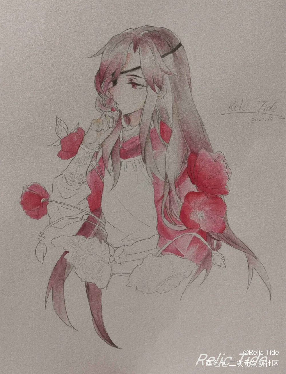 『水彩·临摹』花城（附过程）_天官赐福花城水彩我要上首推头像插画绘画作品