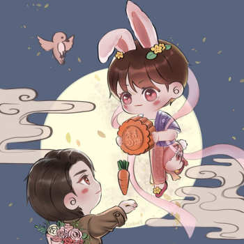 群秀中秋贺图_娘娘腔188男团邵群李程秀李程秀邵群q版插画绘画作品