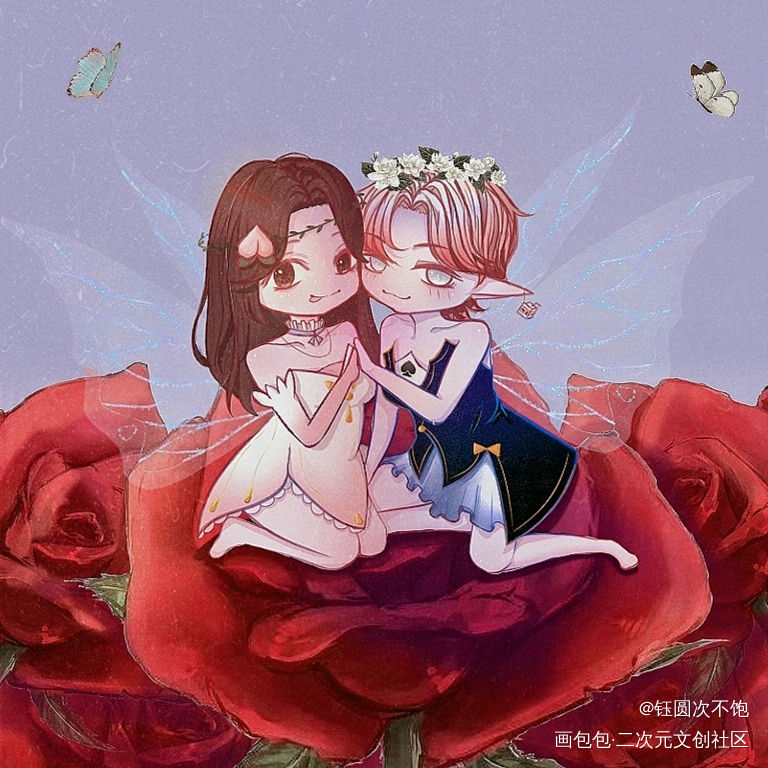 委托_精灵ins风Q版同人gl小花仙绘画作品