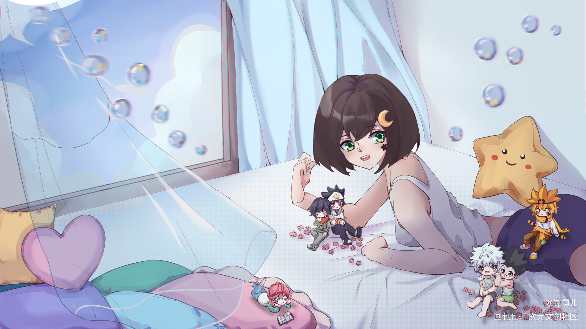 画了壁纸_平涂日系插画ococ绘画作品