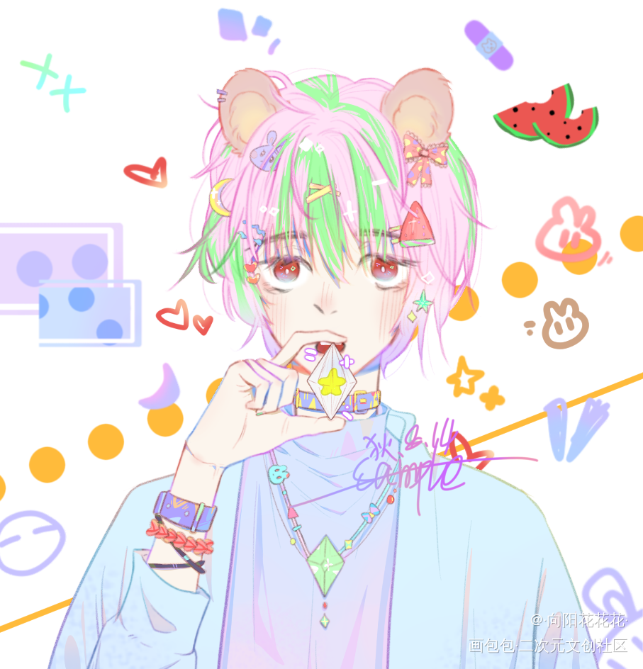( ˙-˙ )。。我是糊逼_平涂原创绘画作品