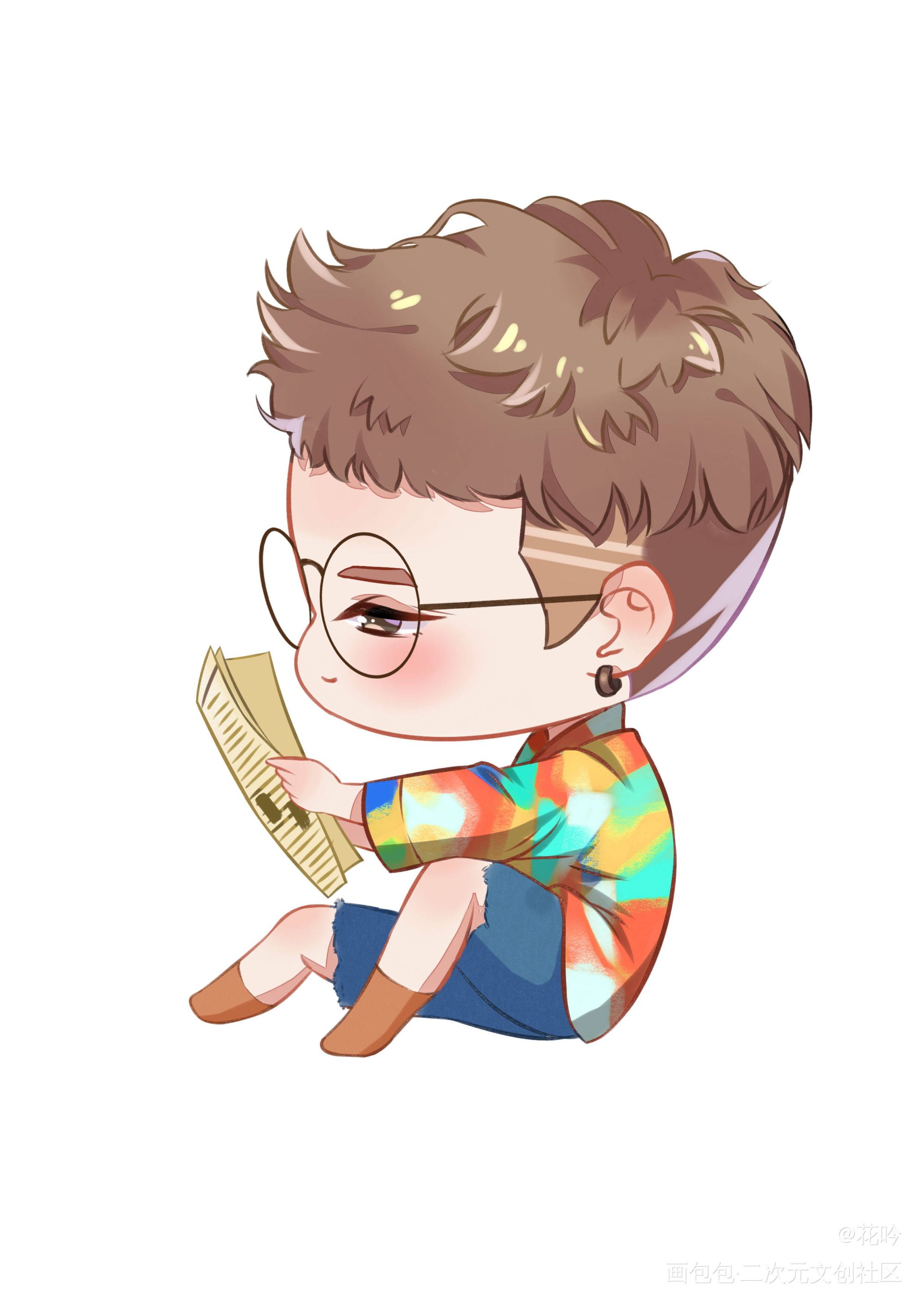 认真看书的baby_平涂Q版求配文我要上首推头像插画周边设计原创原创oc绘画作品