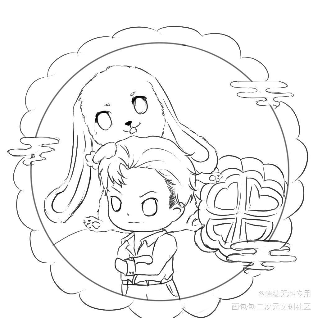 中秋简的线稿_188男团绘画作品