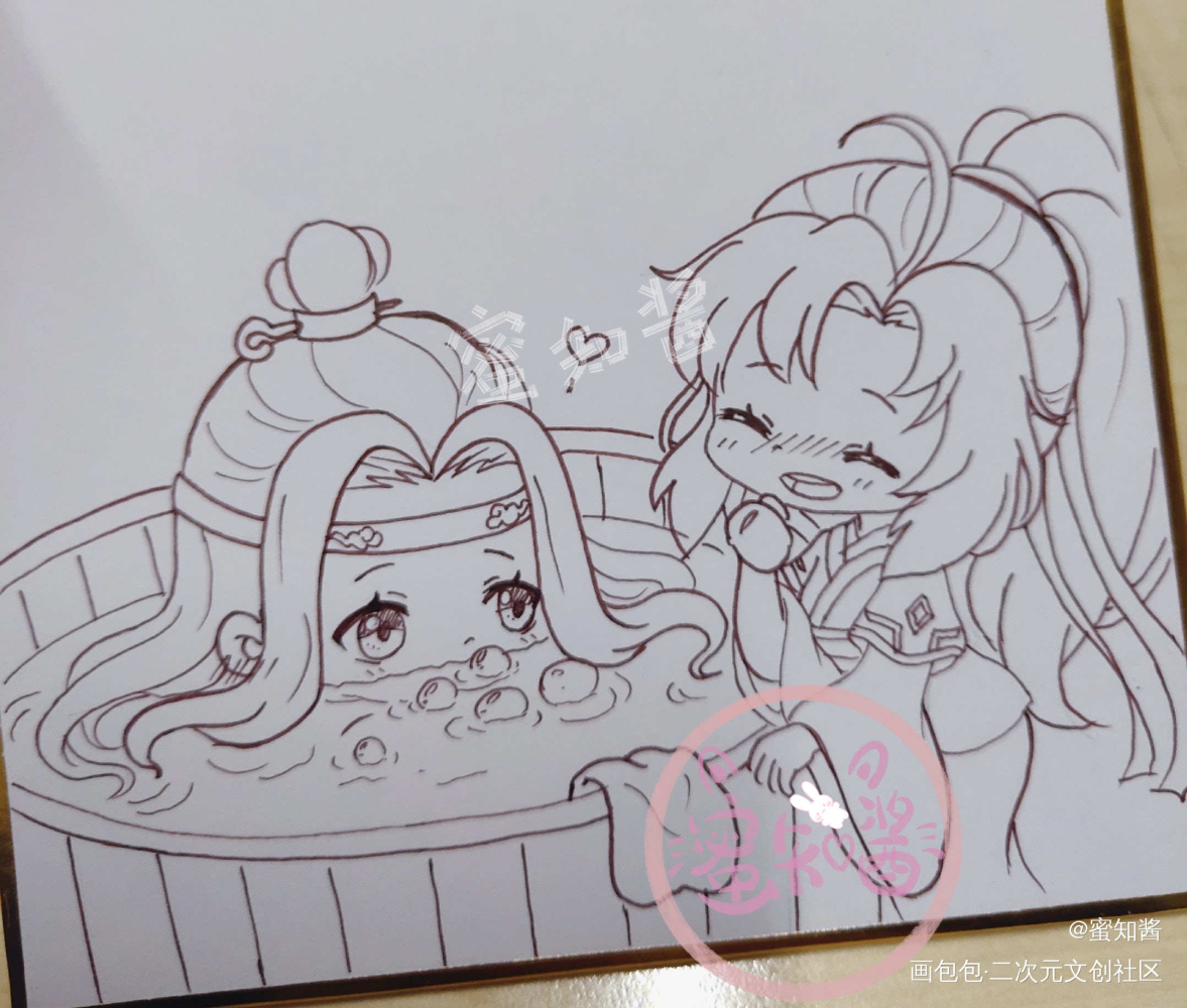 魔道祖师Q版忘羡同人手绘_魔道祖师忘羡蓝忘机魏无羡魏无羡蓝忘机日系Q版我要上首推插画同人魔道祖师，天官赐福魔道祖师Q版绘画作品