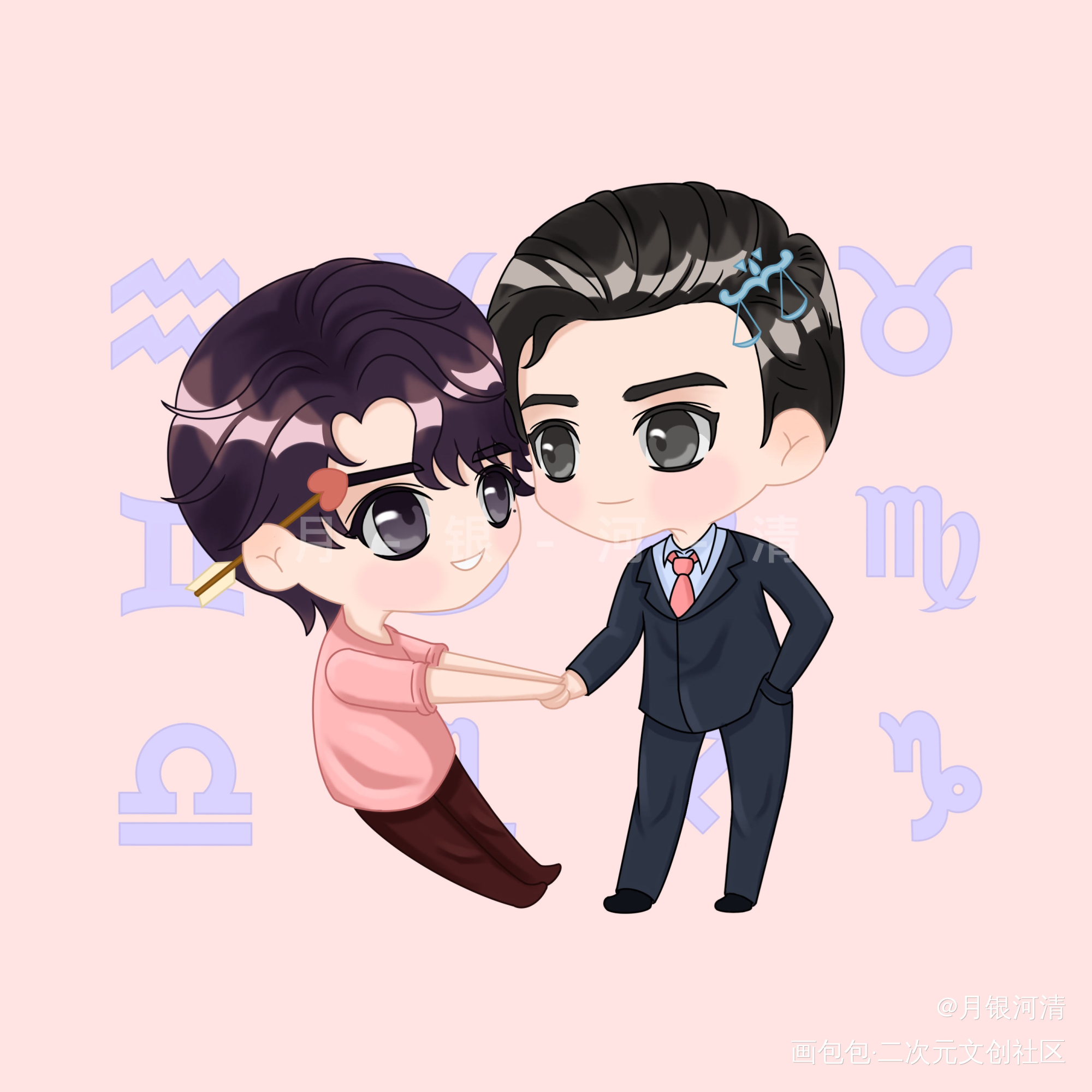 妹叔_188男团黎朔赵锦辛Q版同人绘画作品