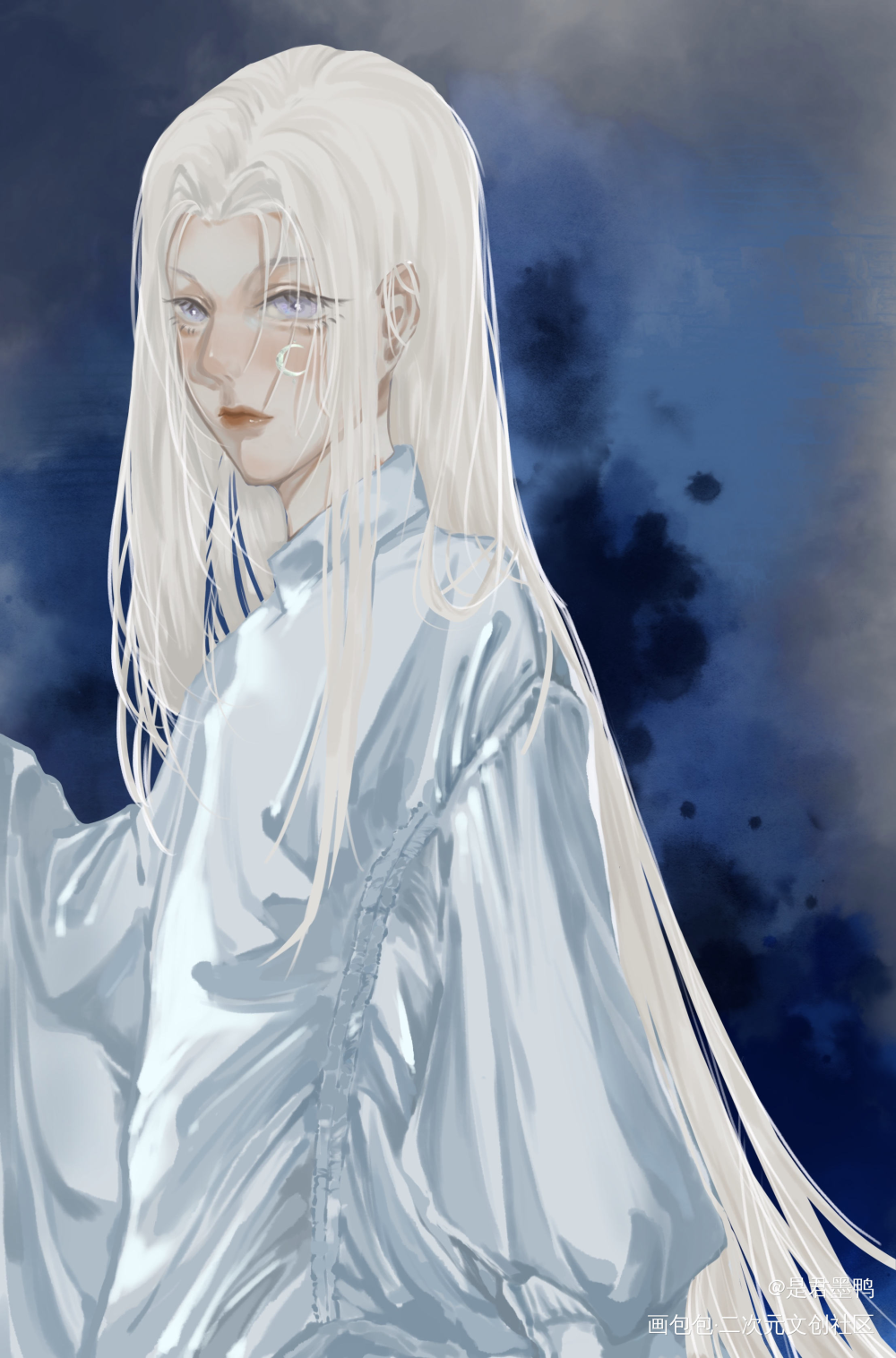 给小月亮的一封信_厚涂求点评求配文我要上首推插画原创头像原创人物原创原创ococ绘画作品