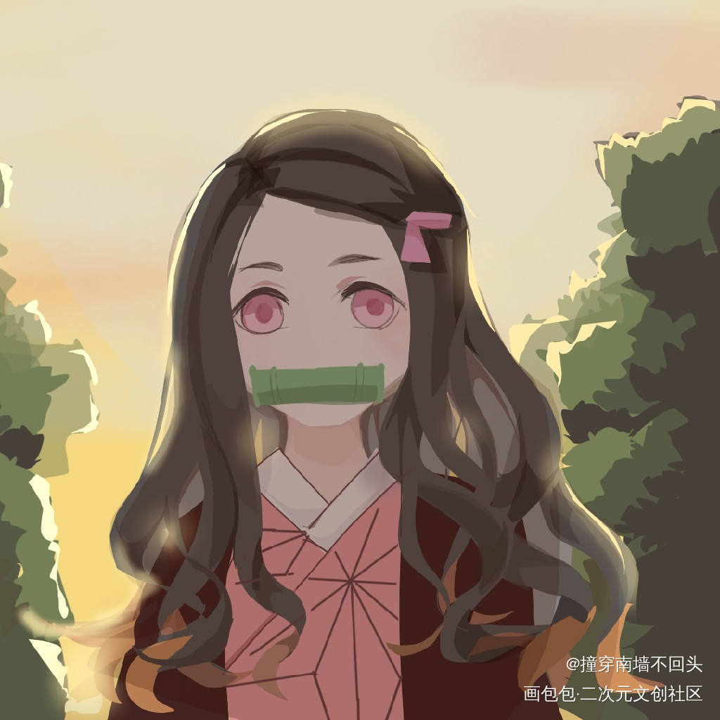 祢豆子同人*⸜( •ᴗ• )⸝_鬼灭之刃厚涂同人oc绘画作品