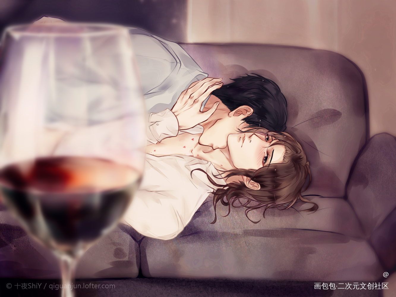 醉酒_默读舟渡费渡骆闻舟同人绘画作品