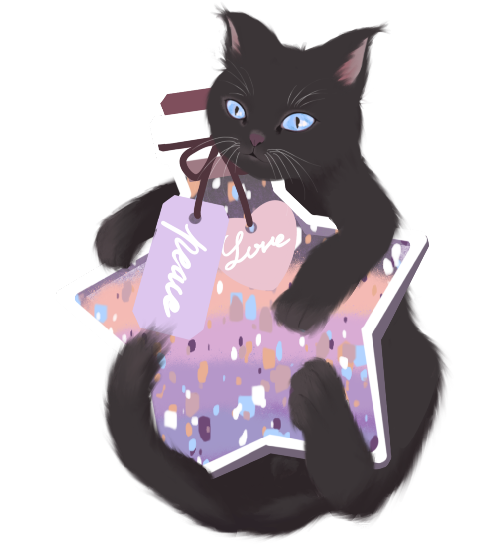 小黑的星愿瓶_镇江猫岛众筹猫原创绘画作品