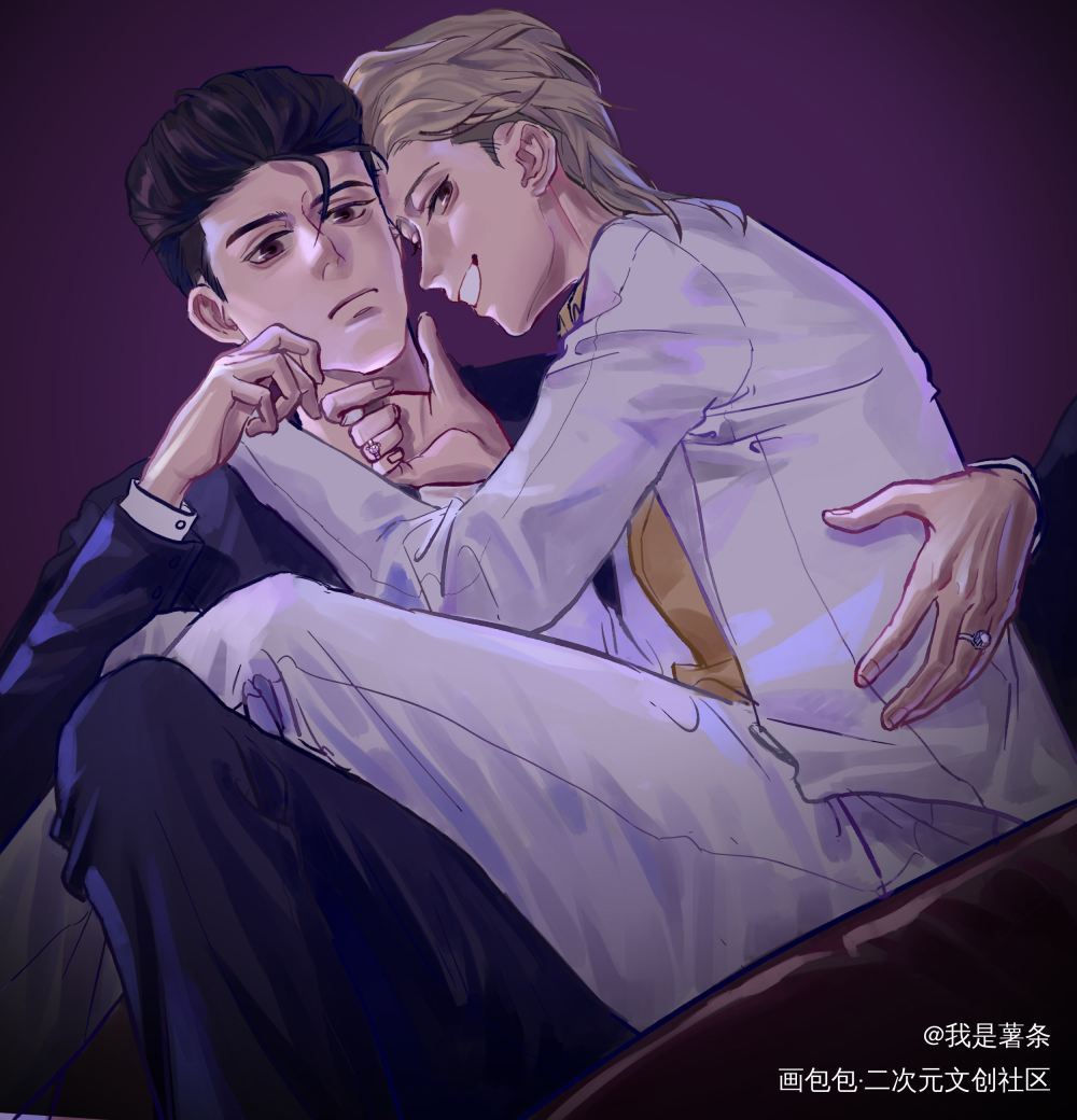 _我是大哥大开久组赛璐璐平涂插画绘画作品