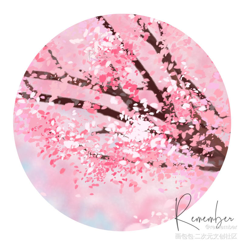 樱花树下的浪漫_厚涂平涂日系求点评求配文我要上首推插画原创绘画作品