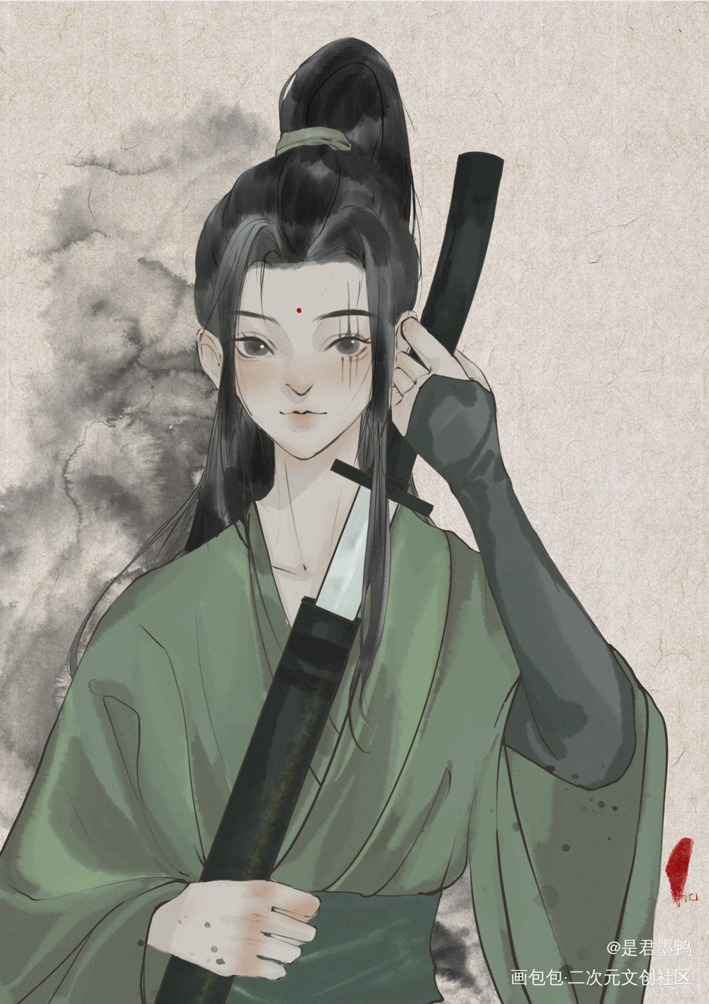 《行无路》_水墨古风平涂求点评求配文插画原创原创oc绘画作品