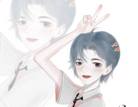 读书时期的小灰鸽_绘画作品