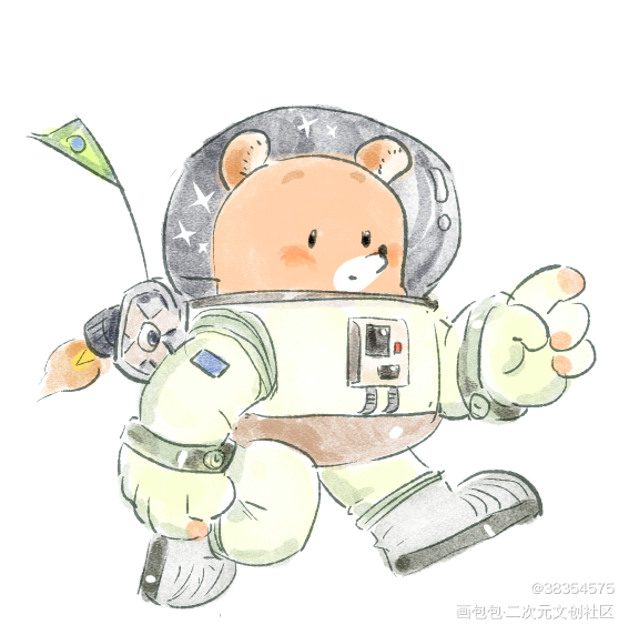 太空熊，冲！_Q版原作原创绘画作品