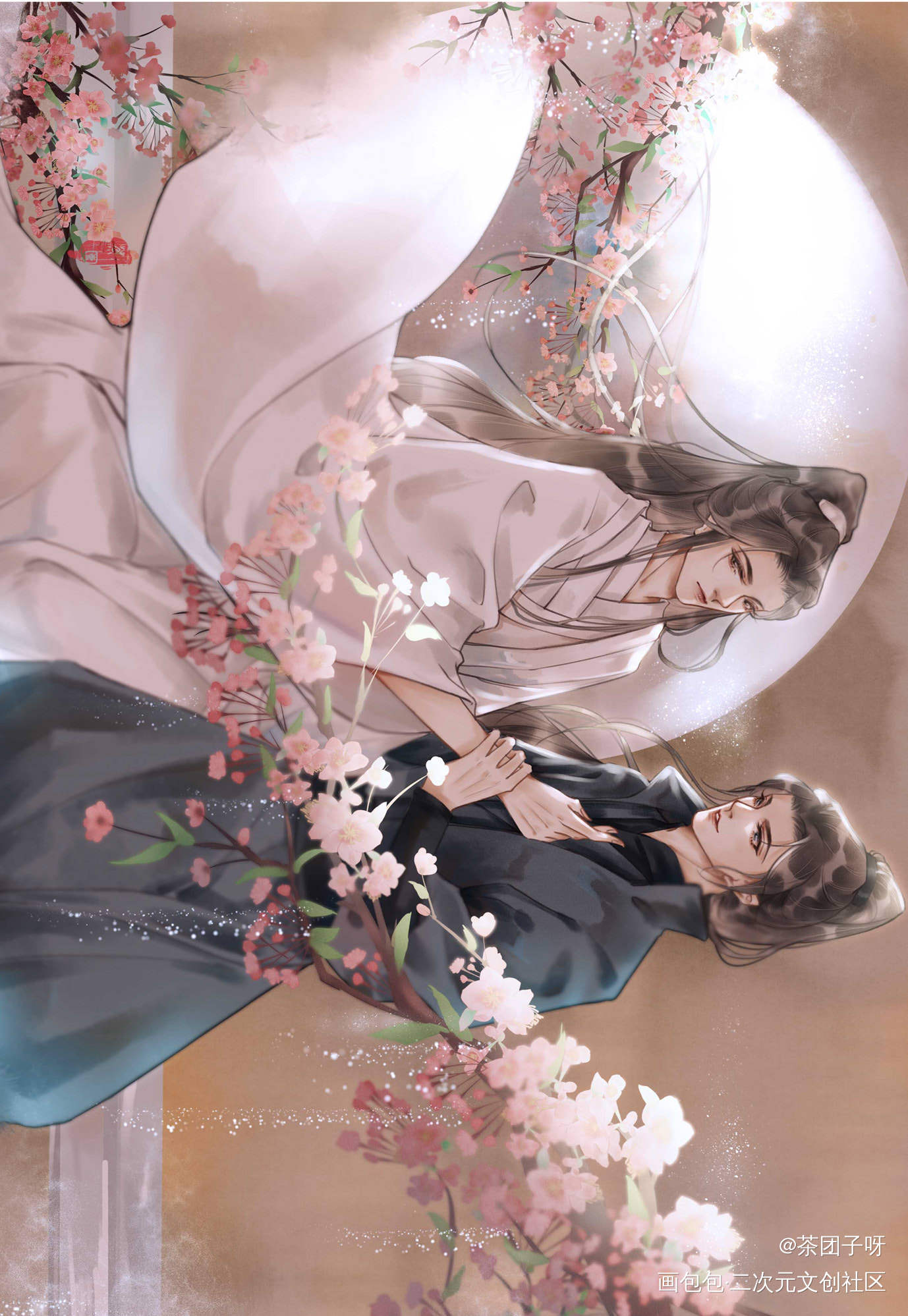 关注抽奖预告～送一套6张明信片_二哈和他的白猫师尊燃晚墨燃楚晚宁古风平涂头像插画同人绘画作品