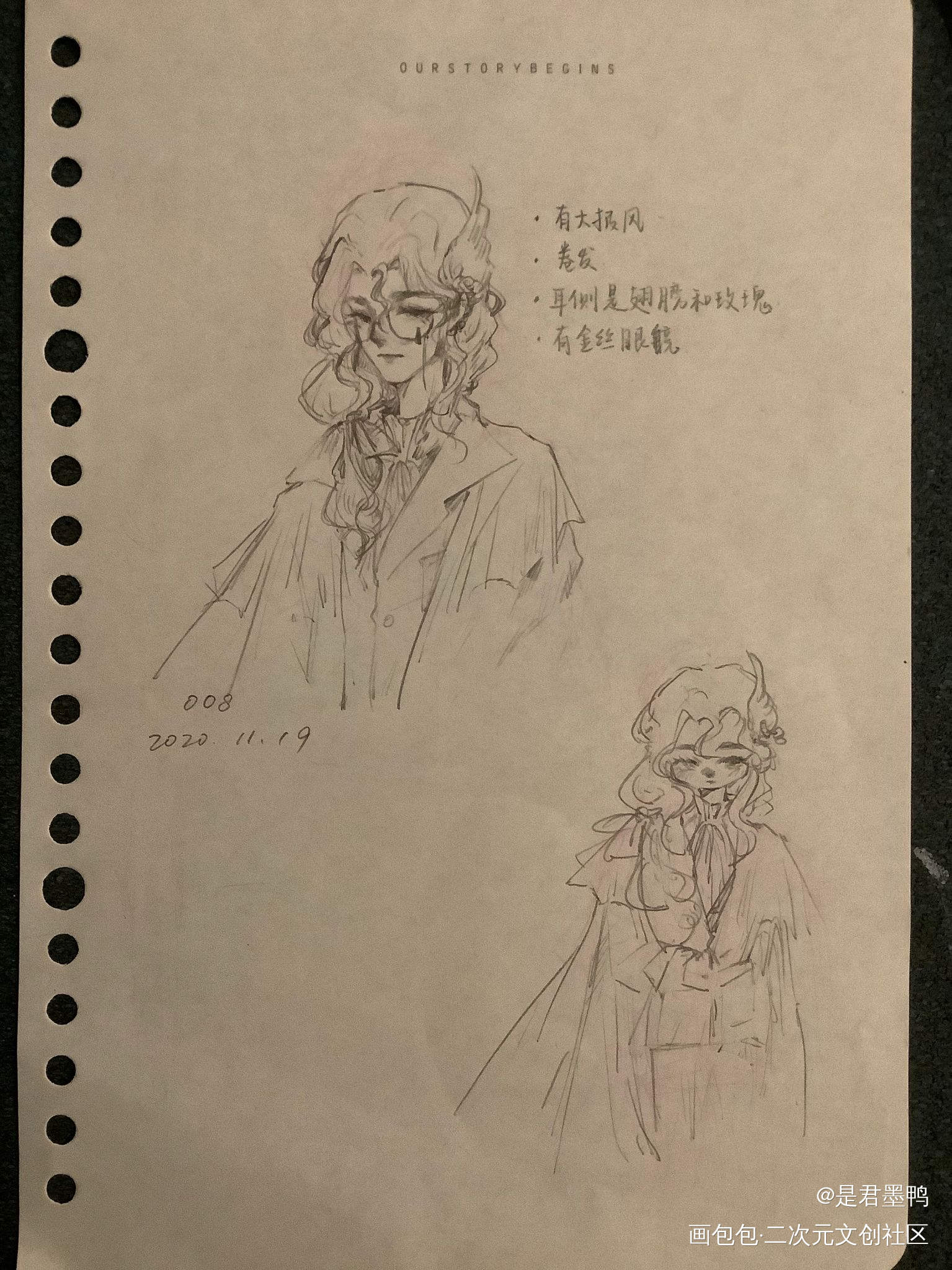 摸鱼_铅笔画求点评摸鱼原创ococ绘画作品