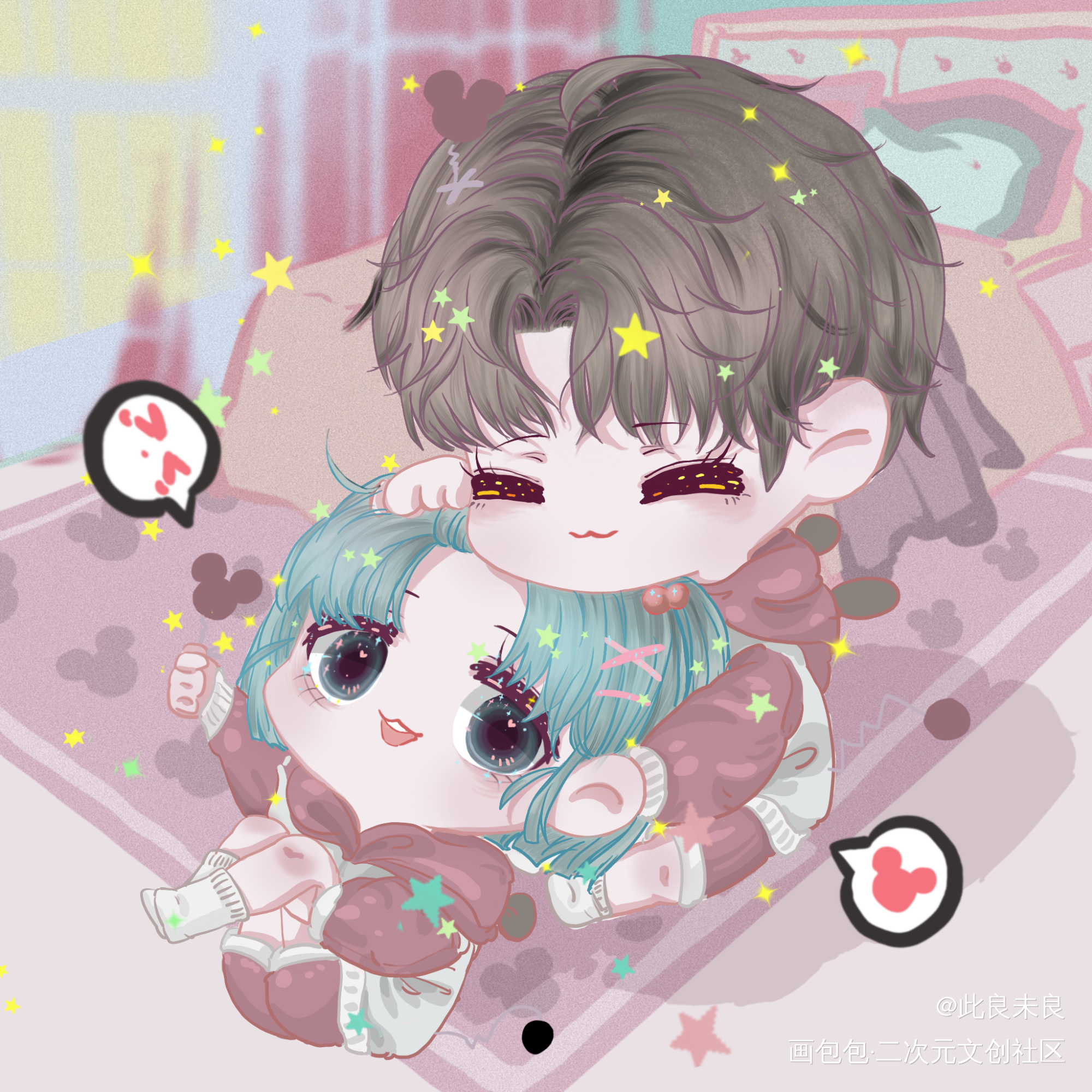 洛羿生日快乐✨_附加遗产188男团洛羿温小辉Q版绘画作品