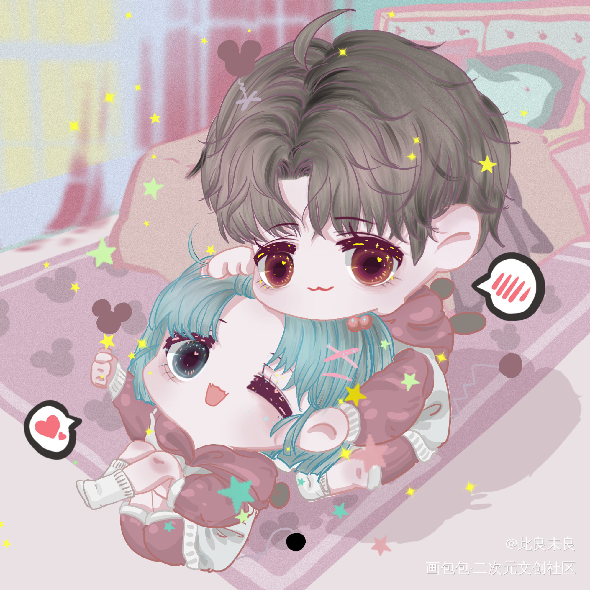洛羿生日快乐✨_附加遗产188男团洛羿温小辉Q版绘画作品