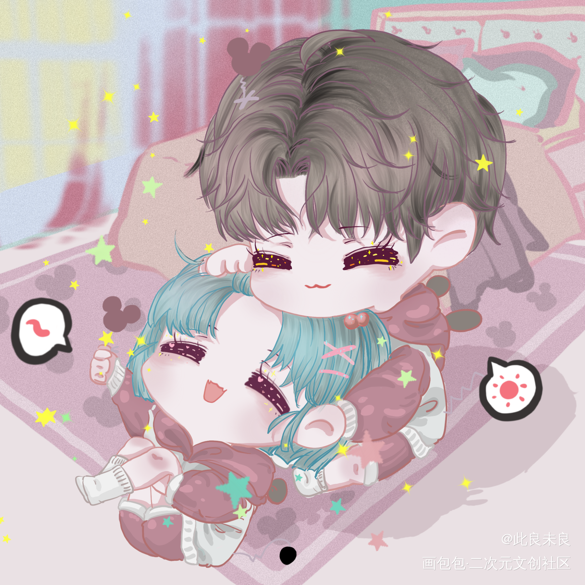洛羿生日快乐✨_附加遗产188男团洛羿温小辉Q版绘画作品