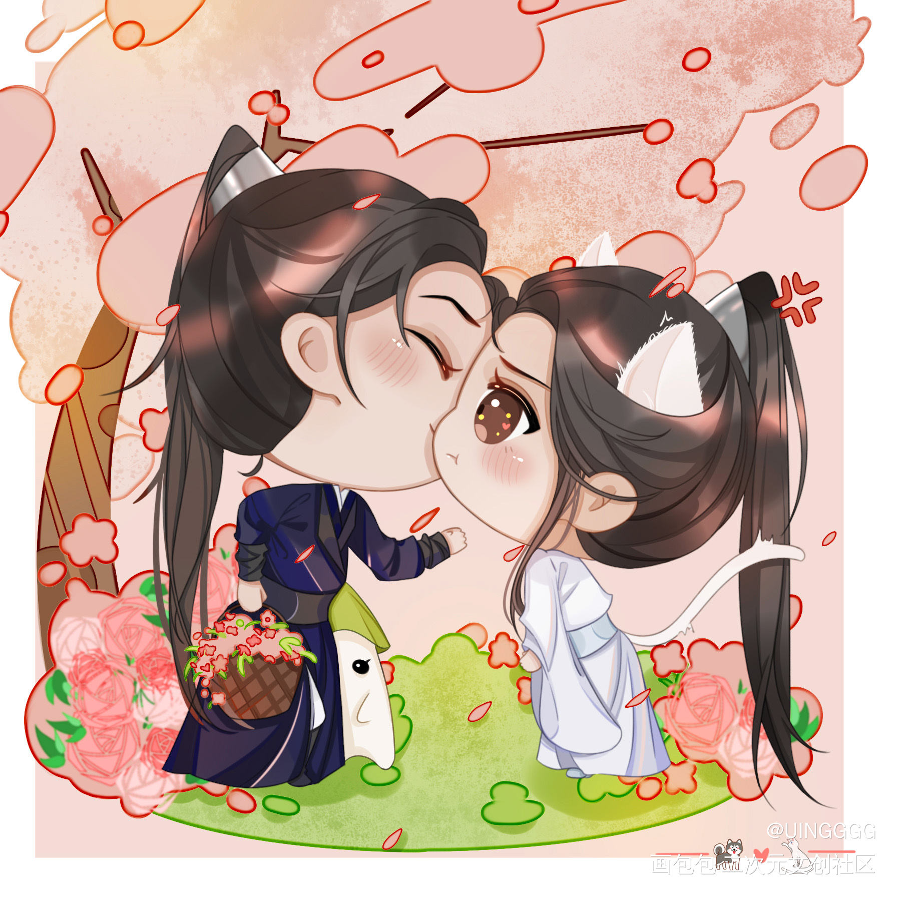 生气气！_二哈和他的白猫师尊绘画作品