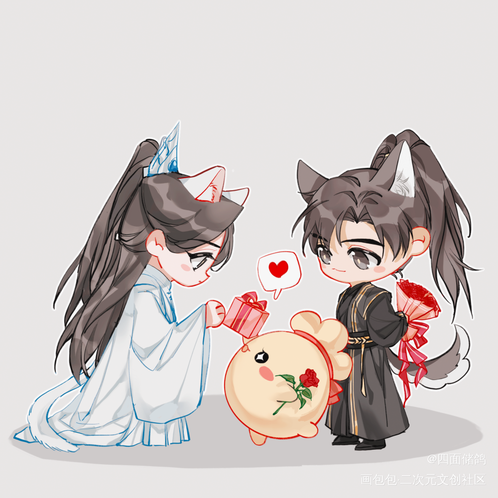 ✧٩(ˊωˋ*)و✧_二哈和他的白猫师尊楚晚宁墨燃Q版绘画作品